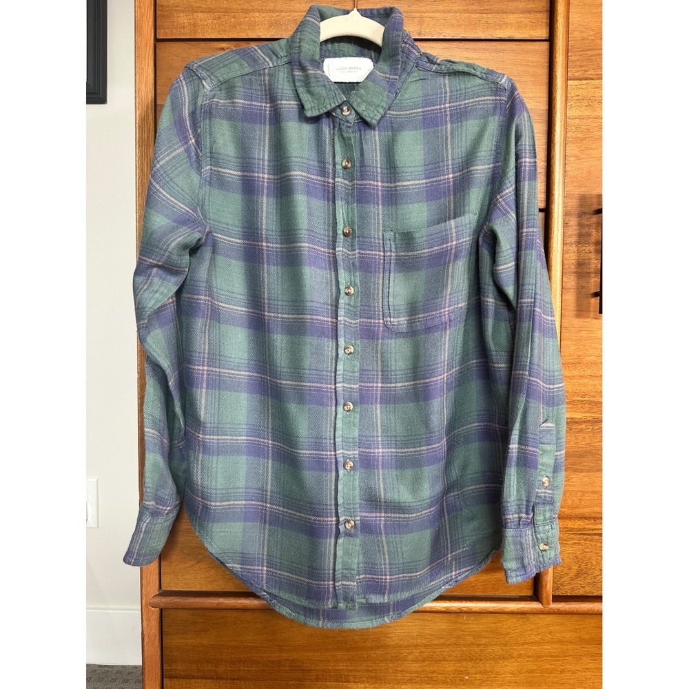 Lucky Brand Plaid Flannel Shirt XS Green Good